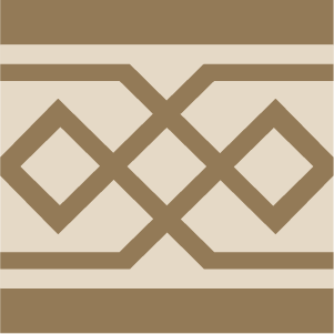 Decorative border tile Romano Cenefa with diamonds and rhombi, bands and lines, key patterns and paths